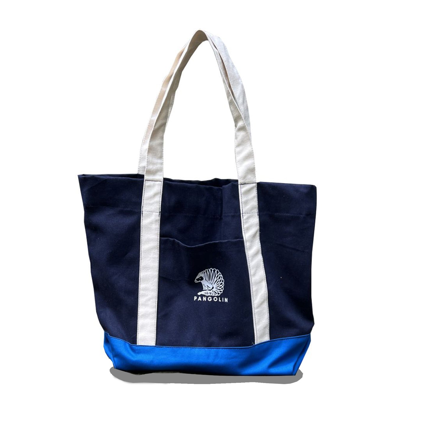 Three Toned Canvas Bag - Dark Blue/Bright Blue/White